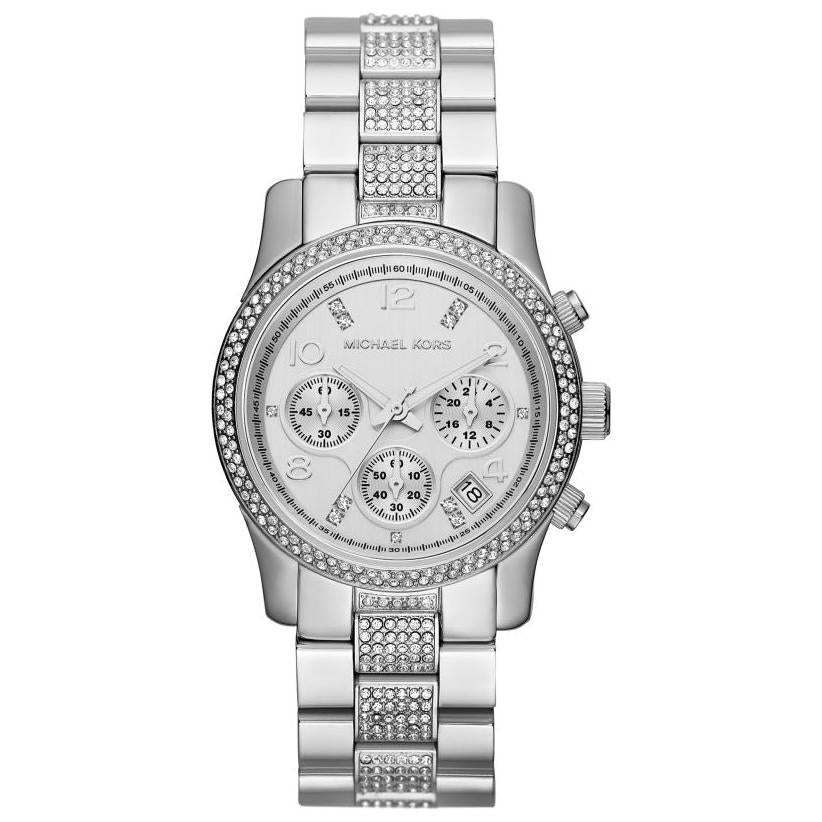 Michael Kors Ladies Runway Silver Glitz Watch - MK5825